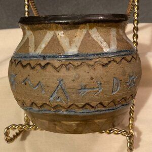 Native American Style Studio Art Pottery Bowl/Planter-Signed L. Stern-3.25"H-EUC